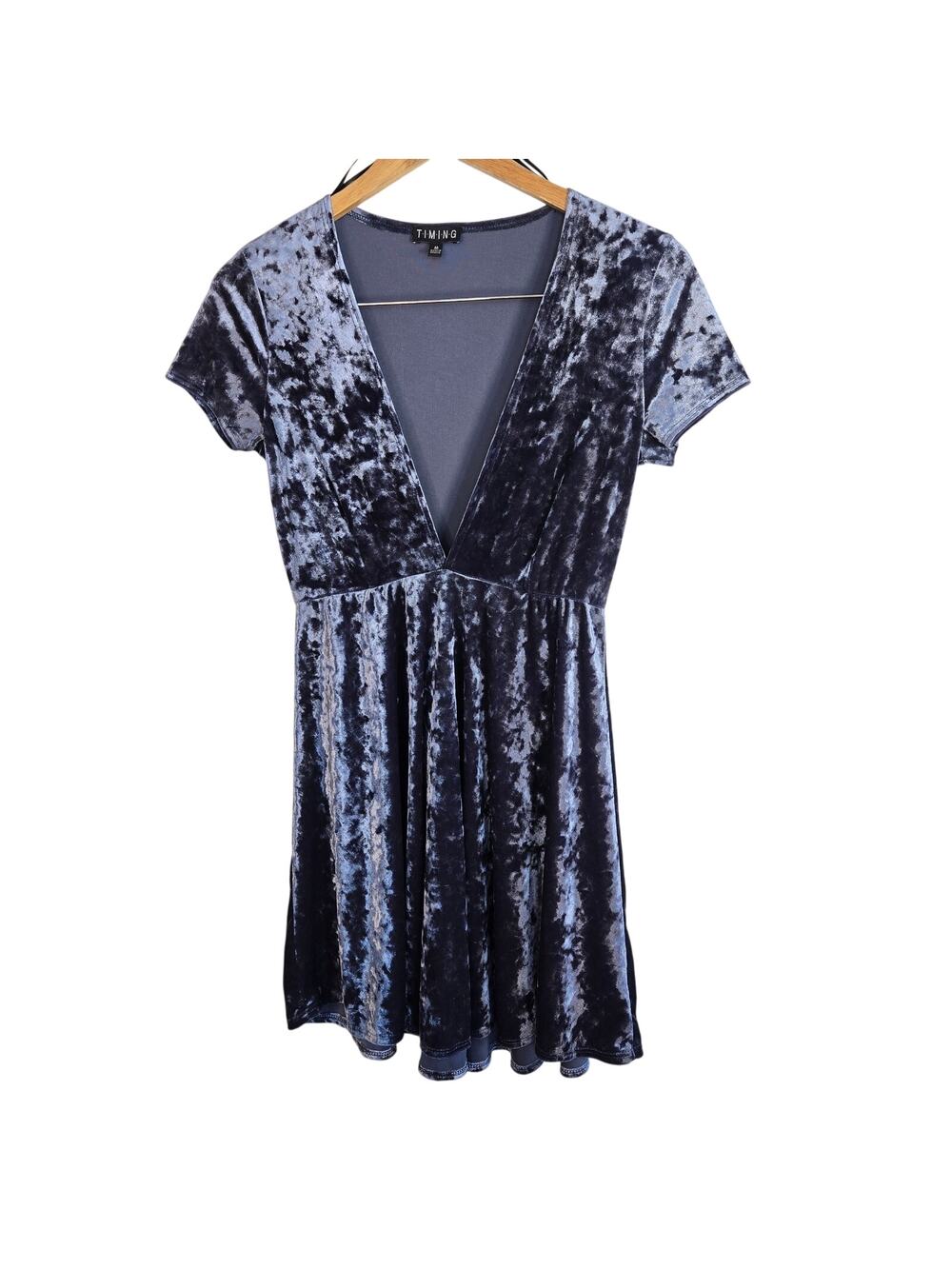 M – Crushed Velvet Fit & Flare Mini Dress